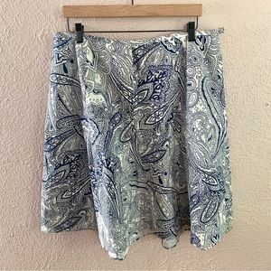 NWT Talbots Floral Blue Paisley Stretch A-line Skirt